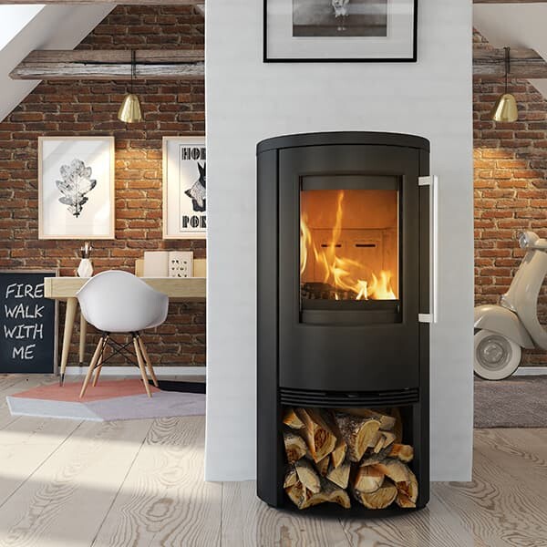 Termatech TT21 wood-burning stove with sleek black finish in Cornwall home